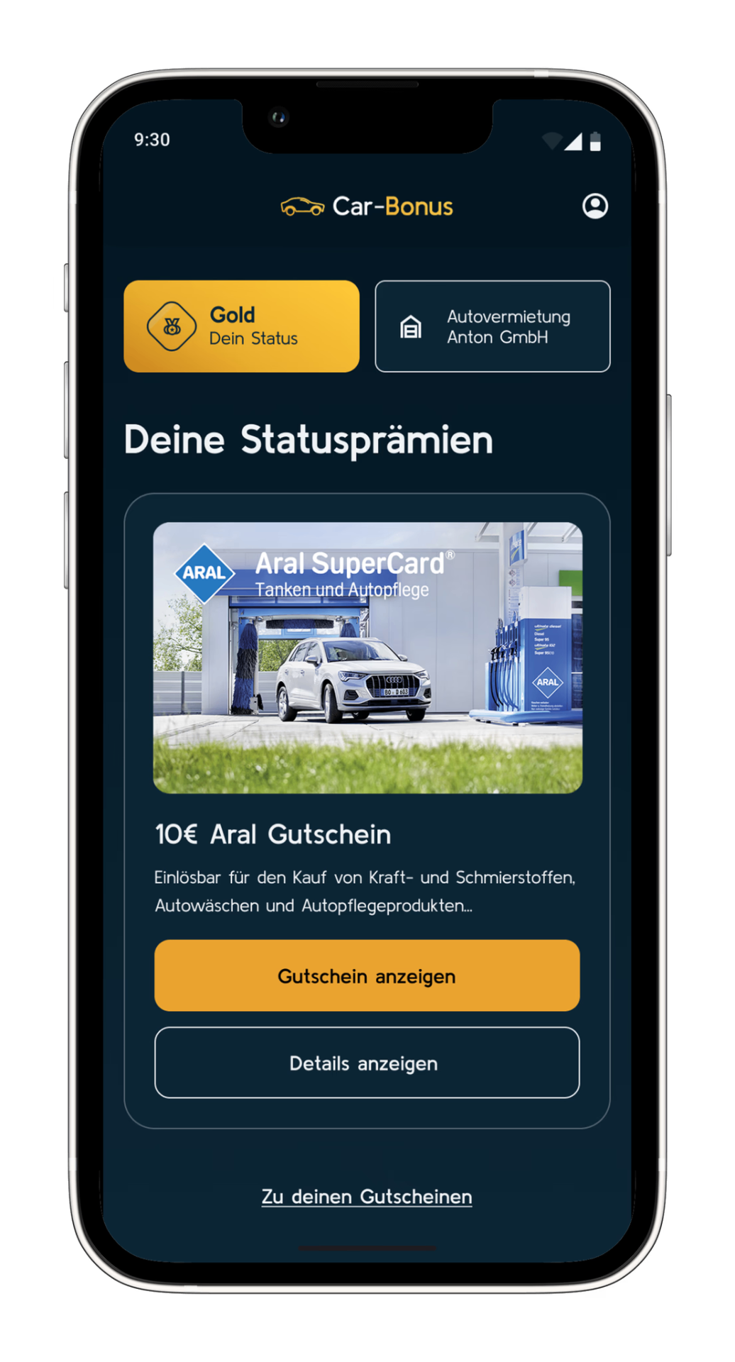 Car-Bonus App auf einem Smartphone